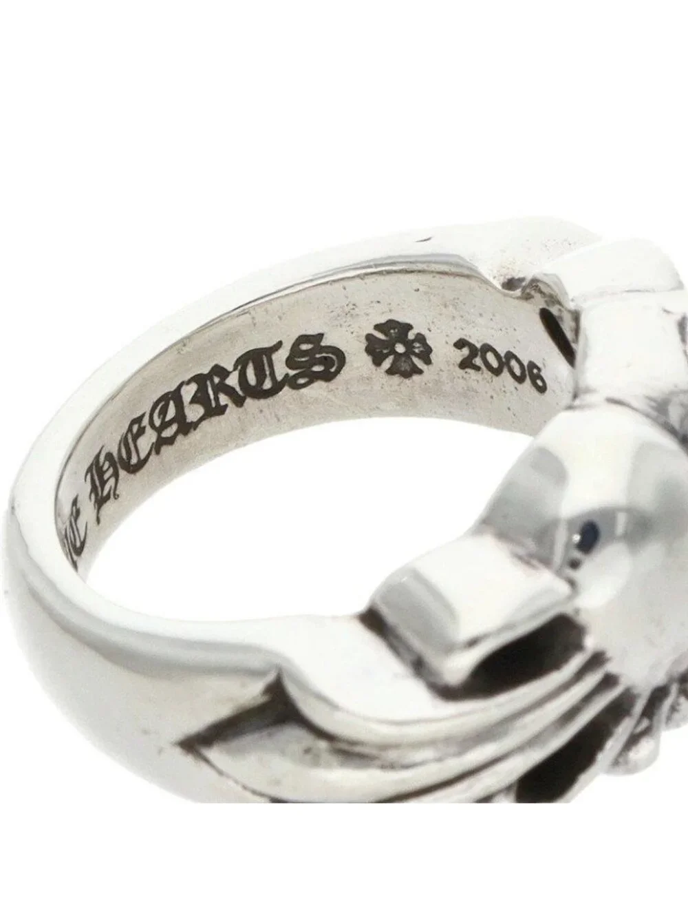 Chrome Hearts Flrl Cross Hrt Floral Heart Silver Ring